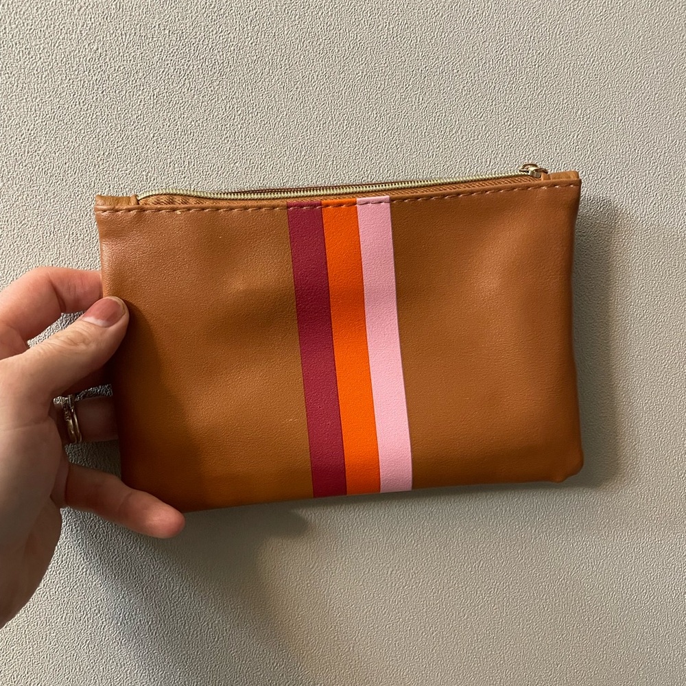 FREE WITH 5/$25 MAKEUP PURCHASE! Striped Tan August 2025 Ipsy Bag